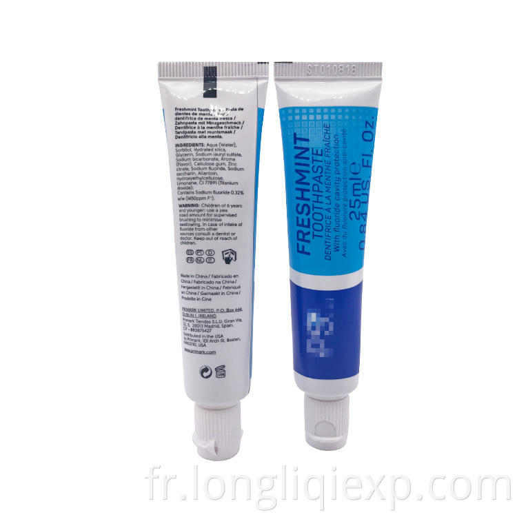 25 ml de dentifrice haleine fraîche à la menthe avec protection contre la carie au fluorure